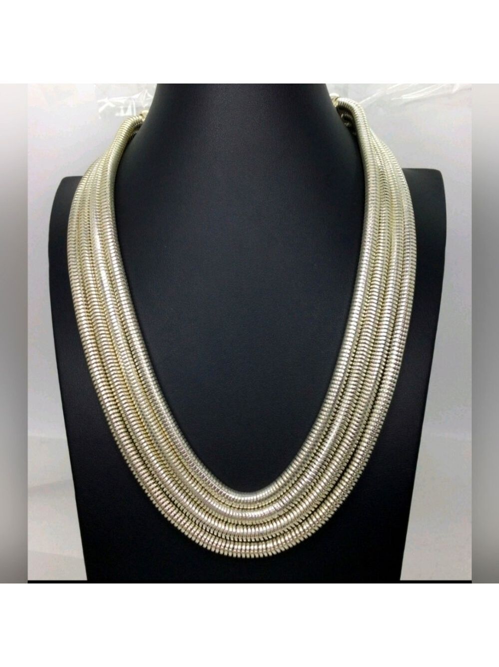 Talbots Silvertone Multi Strand Chain Necklace 22"